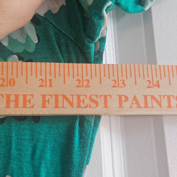 Elle Women's Top Size XL Green Floral Peplum Short Sleeve Bow Accent Office - Picture 11 of 11